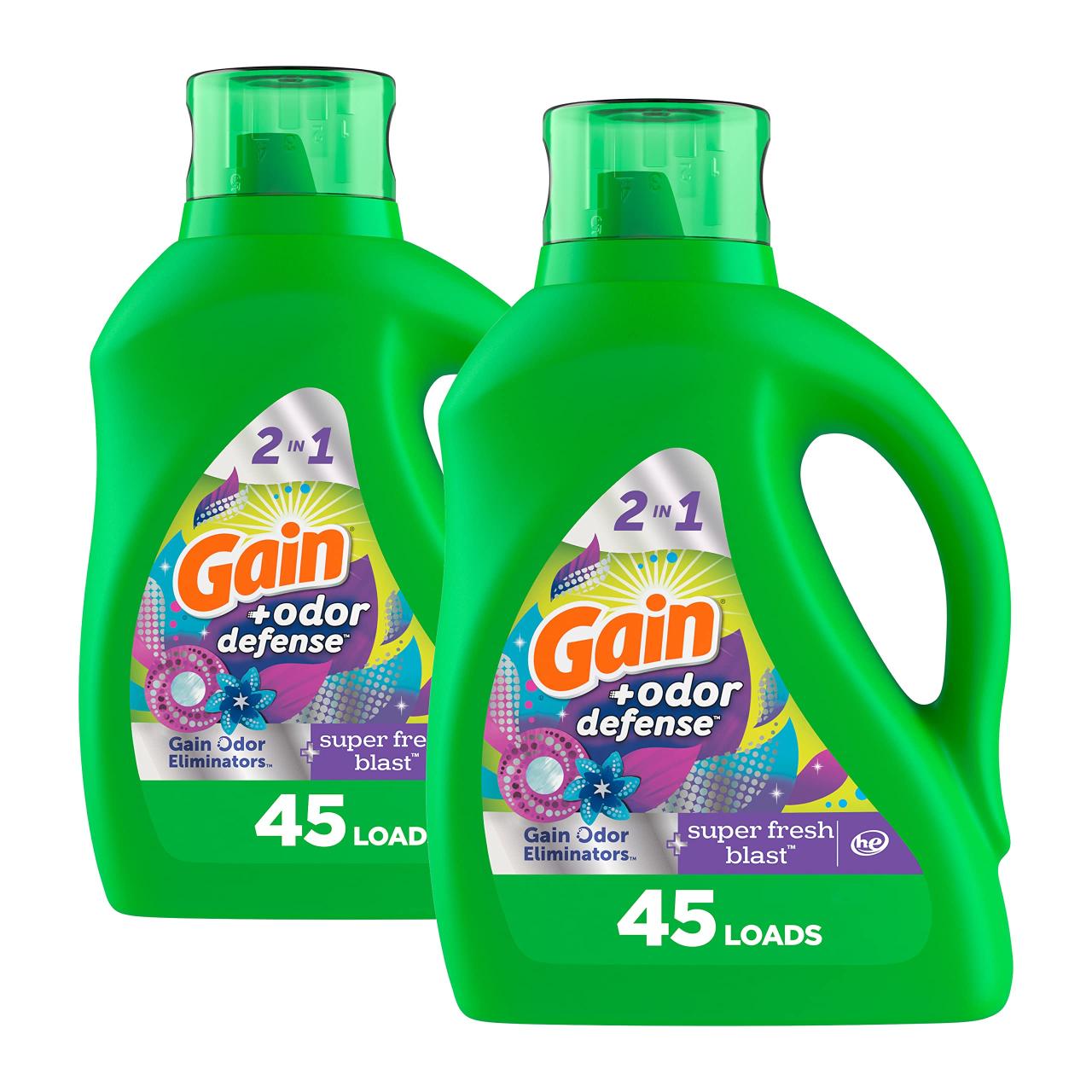 Buy Gain + Odor Defense Laundry Detergent Liquid Soap, 2-Pack, Super ...