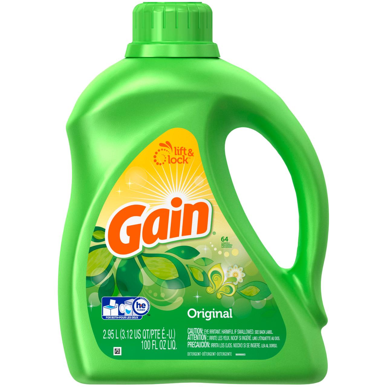 Gain Detergent, 2X Ultra, Original Fresh, 100 fl oz (3.12 qt) 2.95 lt ...